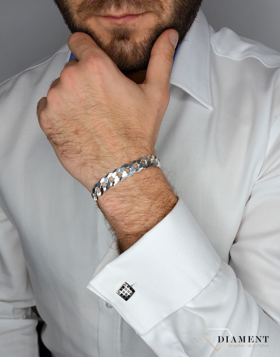 Bransoletka srebrna męska 925 Pancerka DIA-BRA-2085-300-925 11mm.jpg